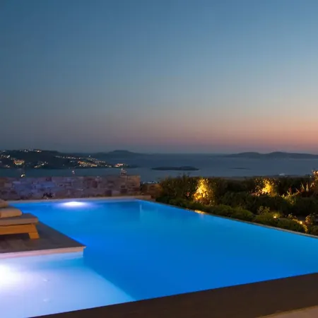 Elegant Mykonos White Satin Private Gym 4 Bedrooms Sea View Villa