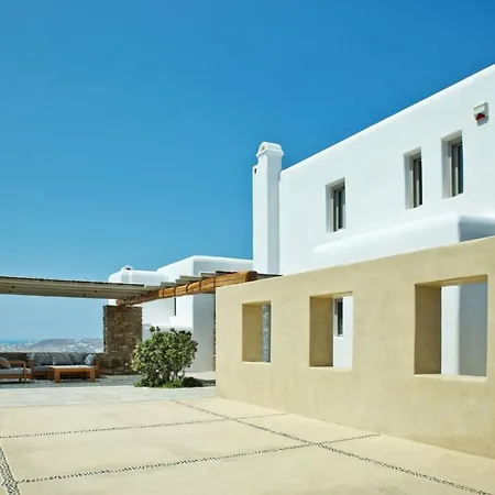 Elegant Mykonos White Satin Private Gym 4 Bedrooms Sea View Villa Tourlos